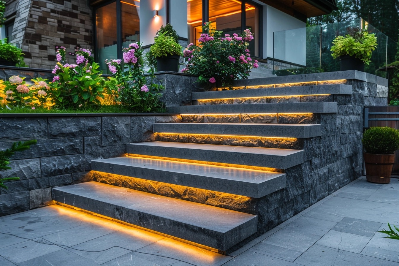 outdoor side mount stair lighting
