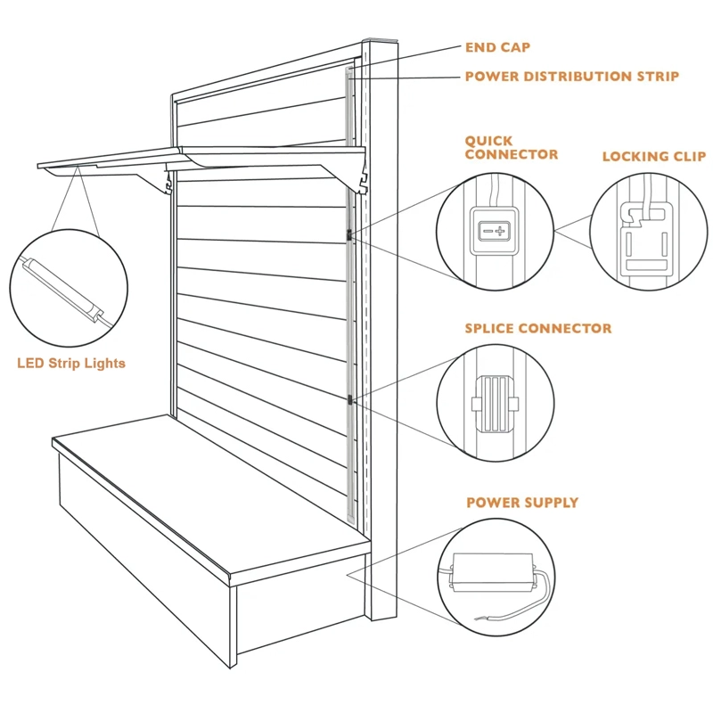 display shelves with led shop drawing Beauty STC