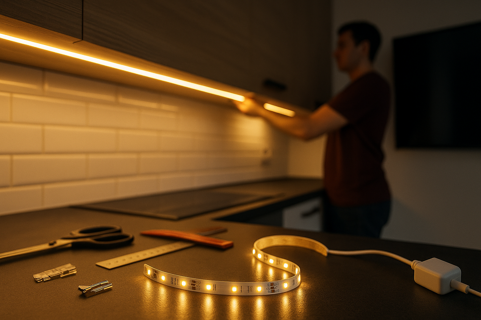 sticking led strip lights project